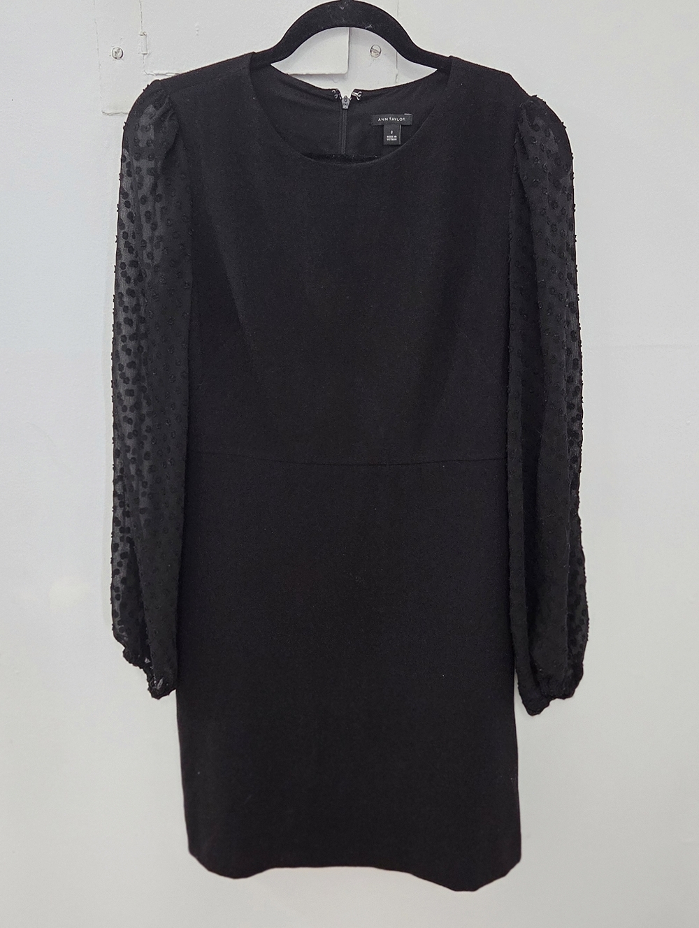 Ann Taylor Dot Illusion Sleeve Sheath Dress